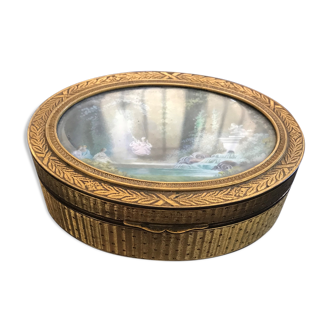 Gilded metal box with watercolor miniature