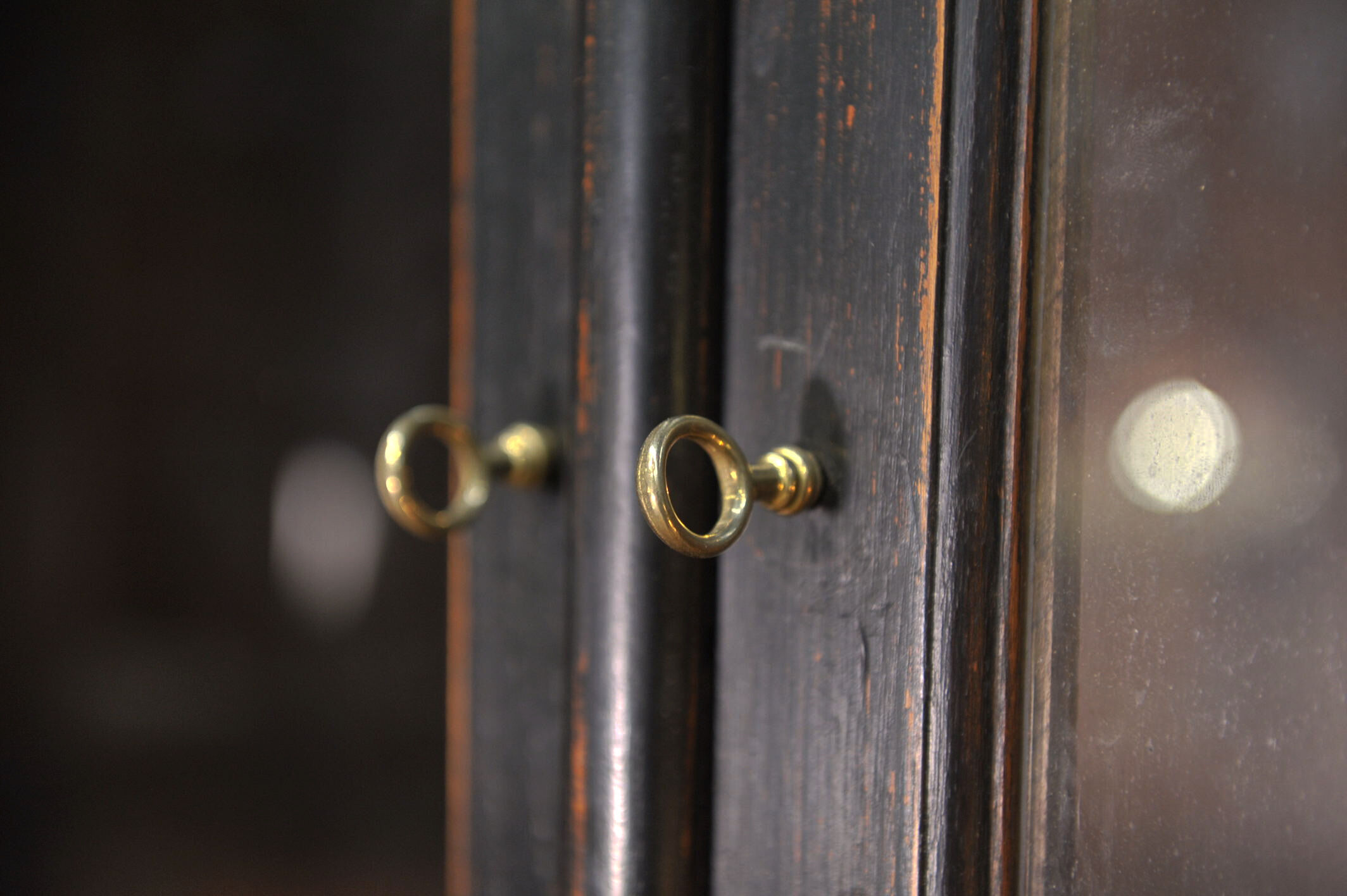 Glass library in teak 1970 patinated black