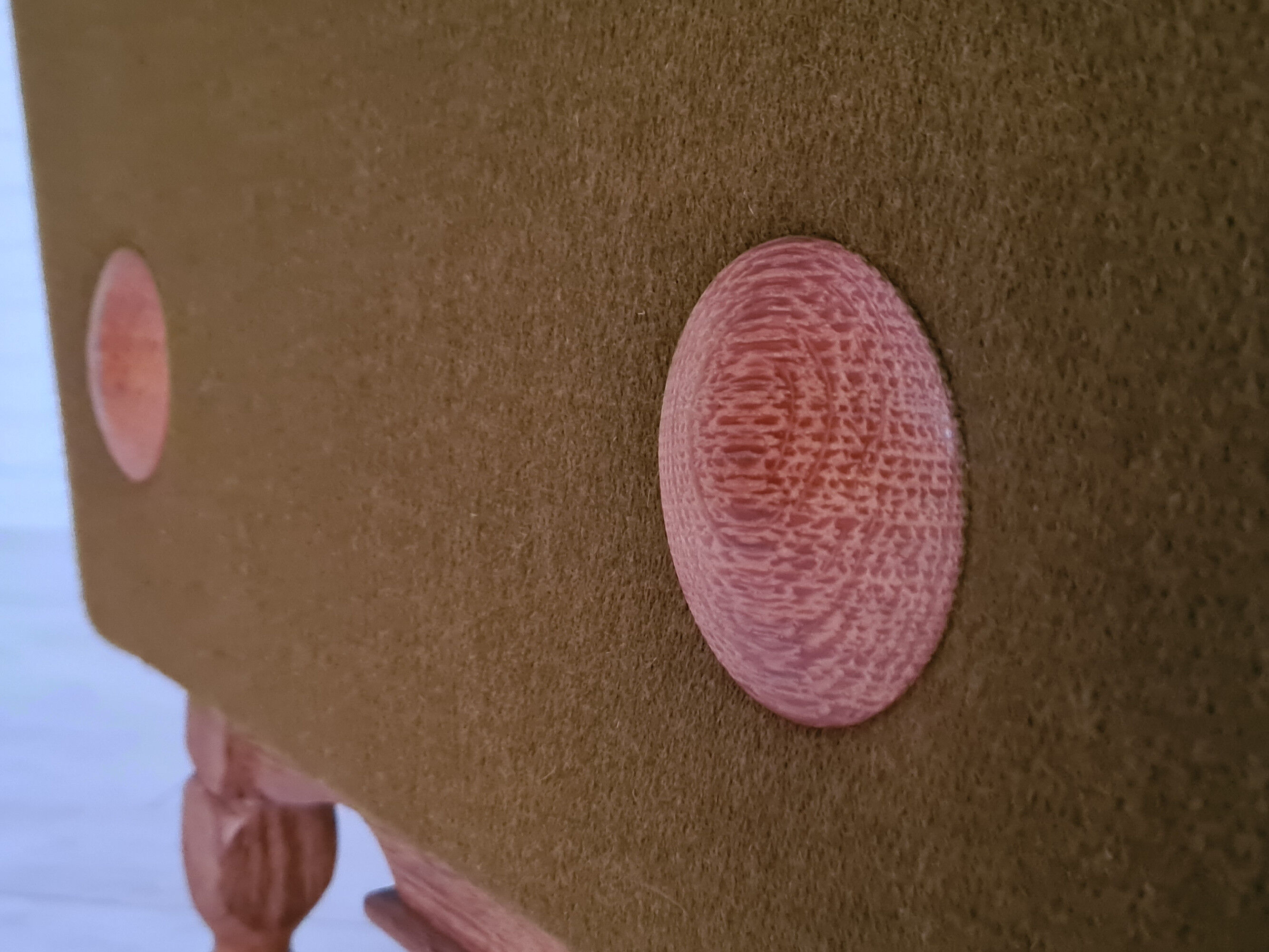 Ensemble de fauteuils bois de chêne laine état d’origine années 1970