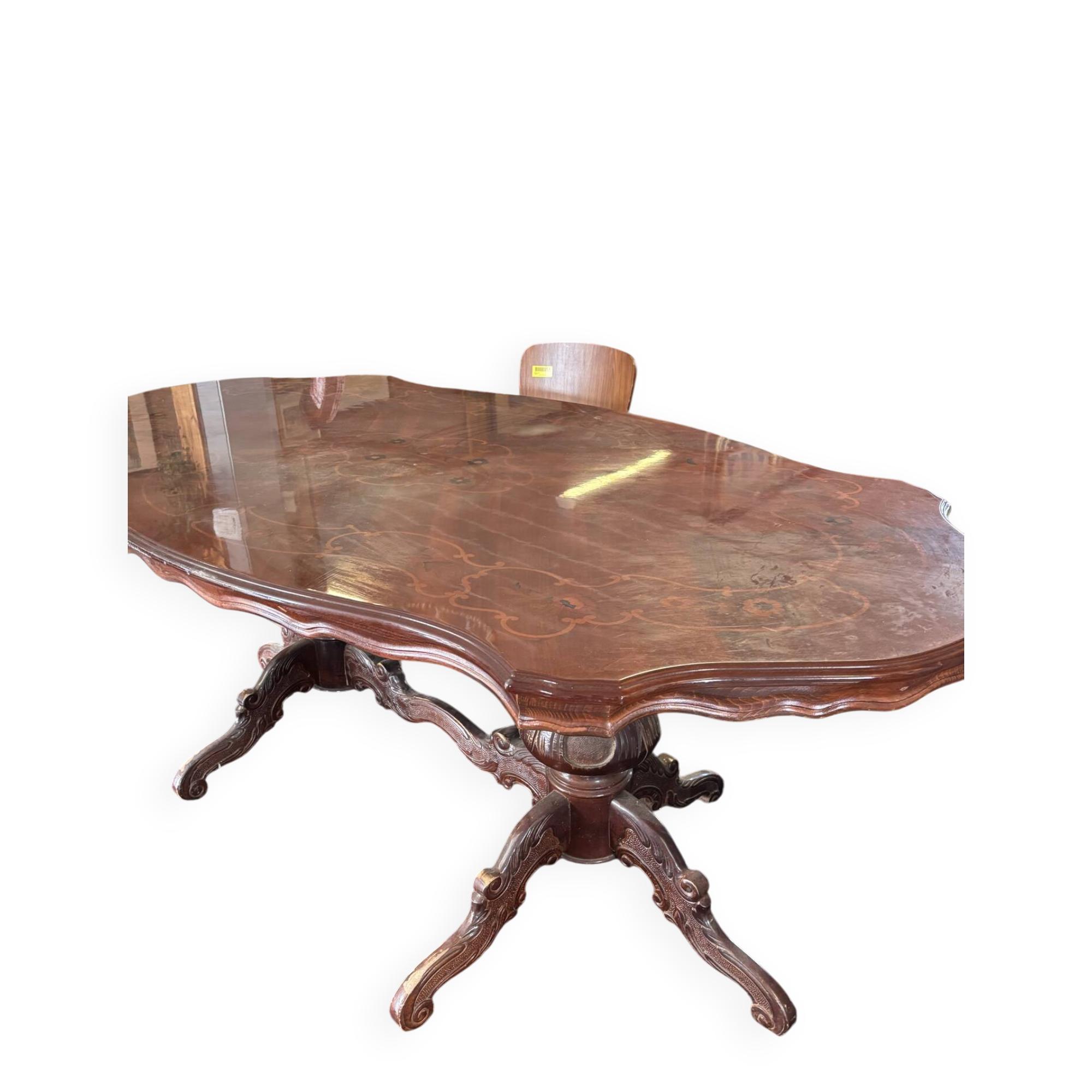 Oval table with marquetry top