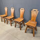 Vintage oak brutalist chairs, 1970s set of 4