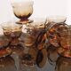 Set of 8 old vintage 70's amber brown cut glass glasses