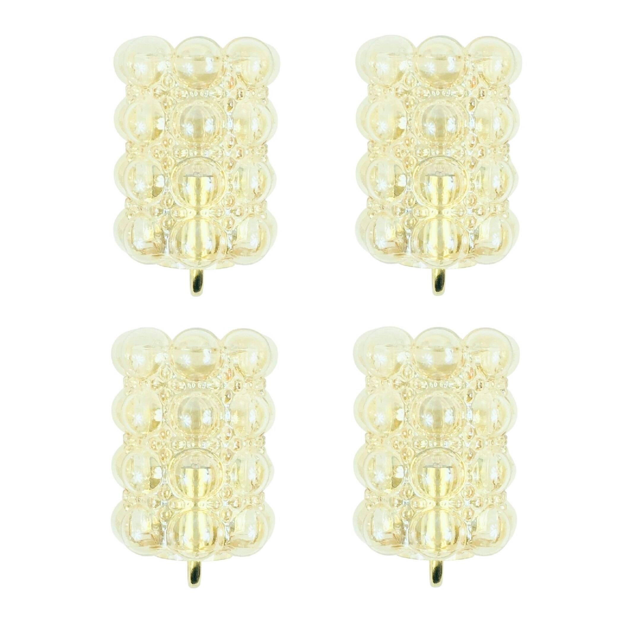 Set of 4 Mid-Century Bubble Glass Wall Lights - H. Tynell, Limburg, 1960s