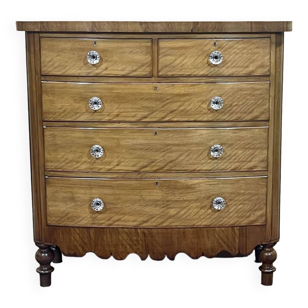 Commode Victorienne en acajou blond et boutons en verre XIXème | Selency