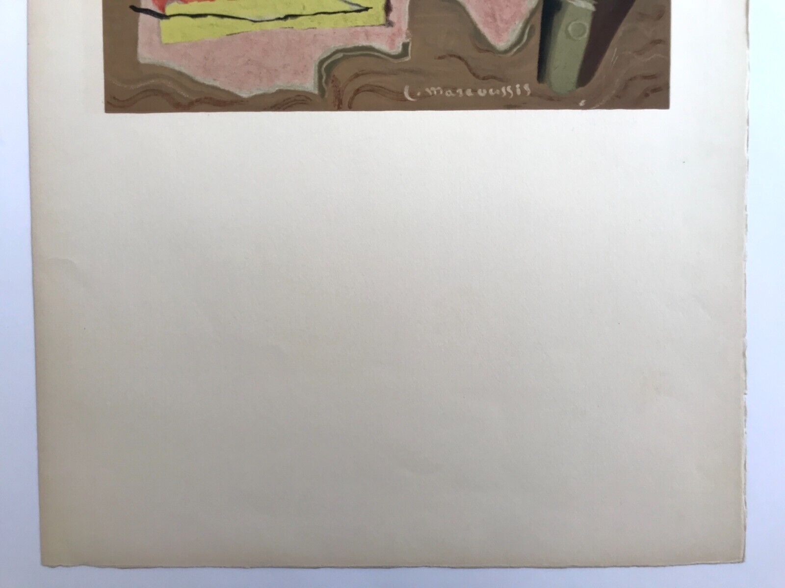 Lithograph by Louis Marcoussis, still life with fish, 1955