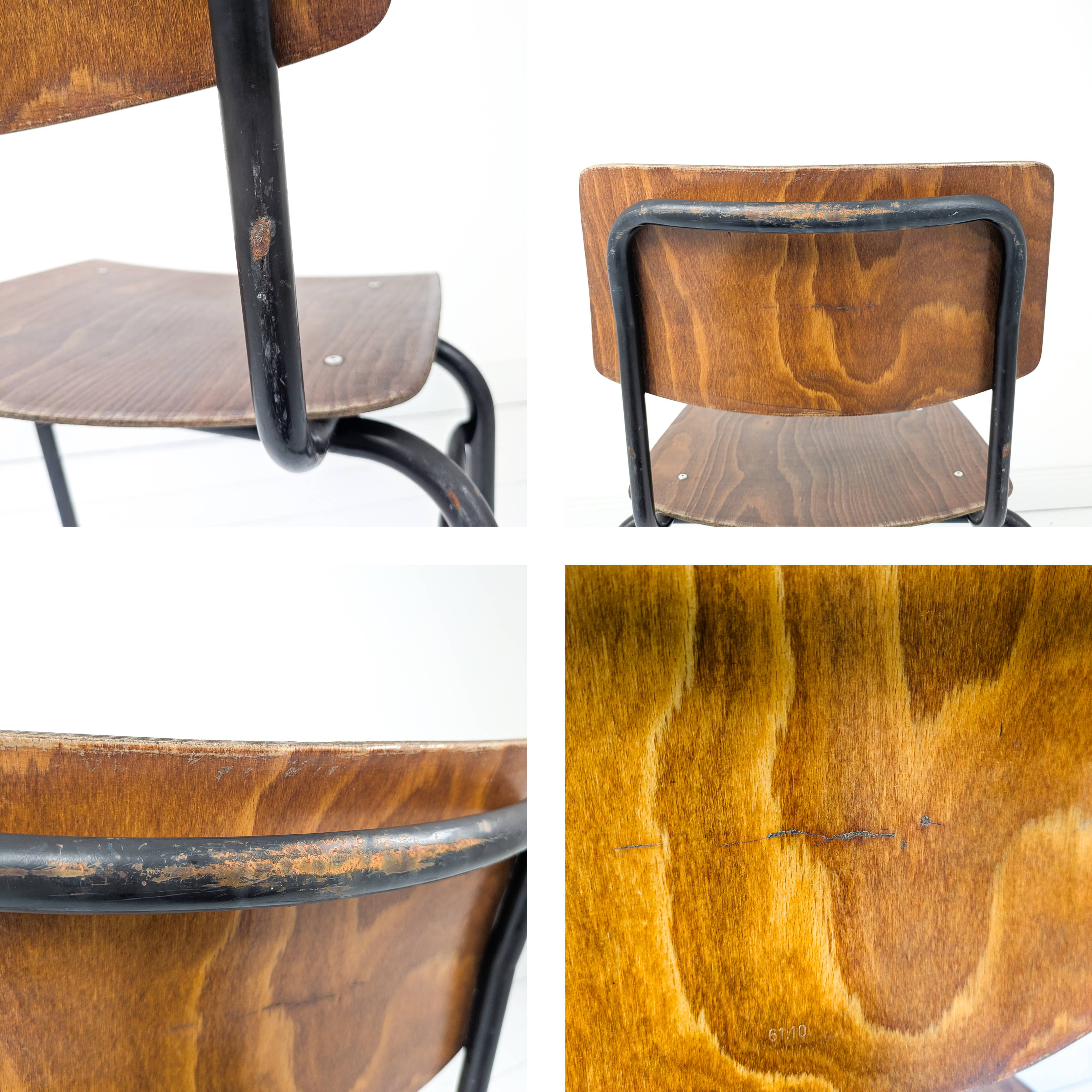 Chaise vintage Pagholz Ahrend Cirkel années 60 assise chêne piètement métal