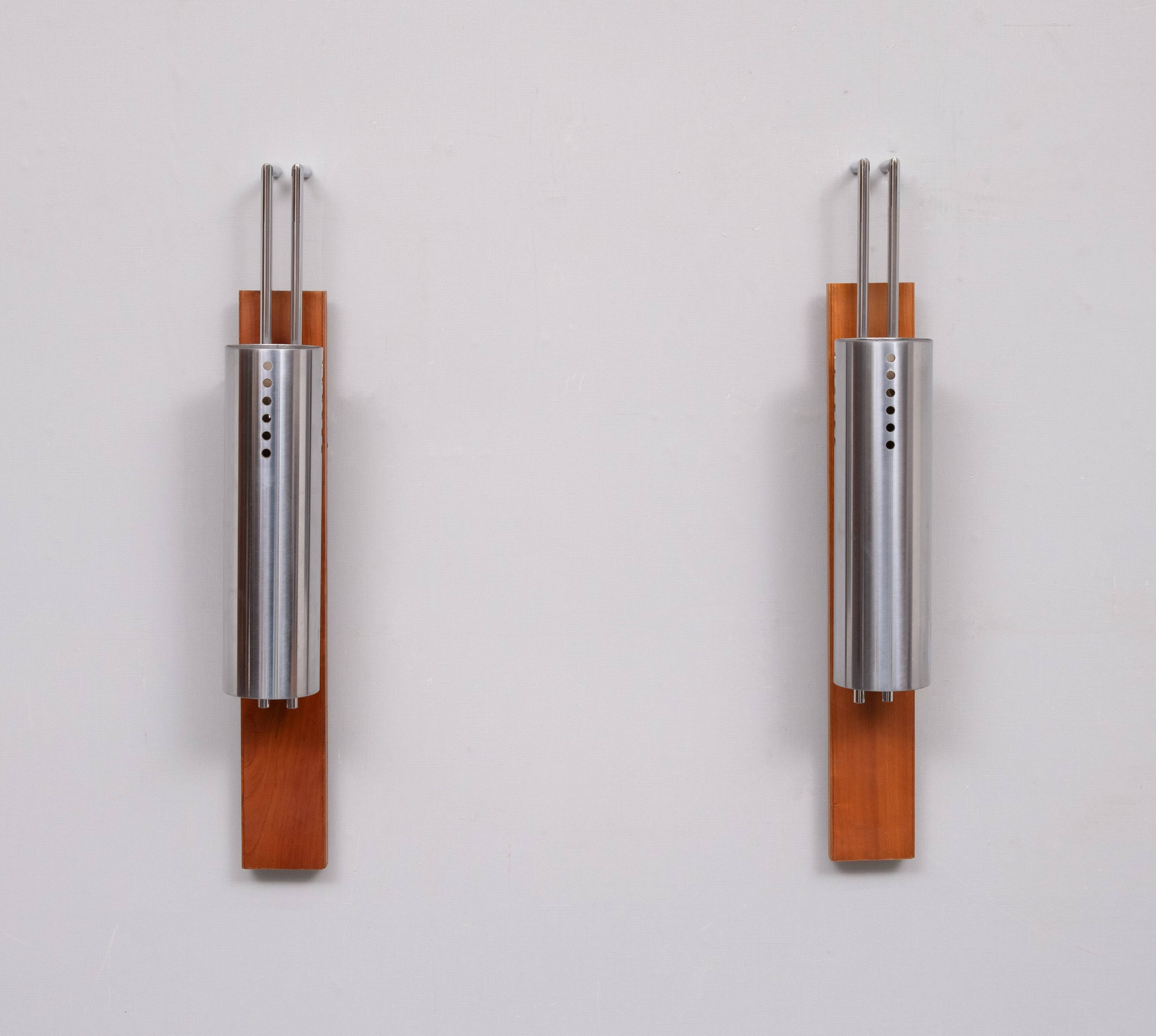 Vintage France Stainless Steel Tube wall lamps 1970s