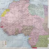 Carte ancienne Afrique occidentale et équatoriale Française en 1950 43x43cm