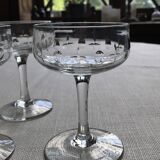 Lot of 7 glass of champagne engraved Crystal