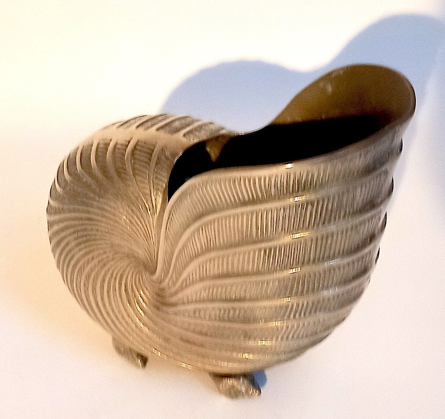 Champagne bucket shell shape Nautilus Giovanni Patrini brass Width 23.3 cm