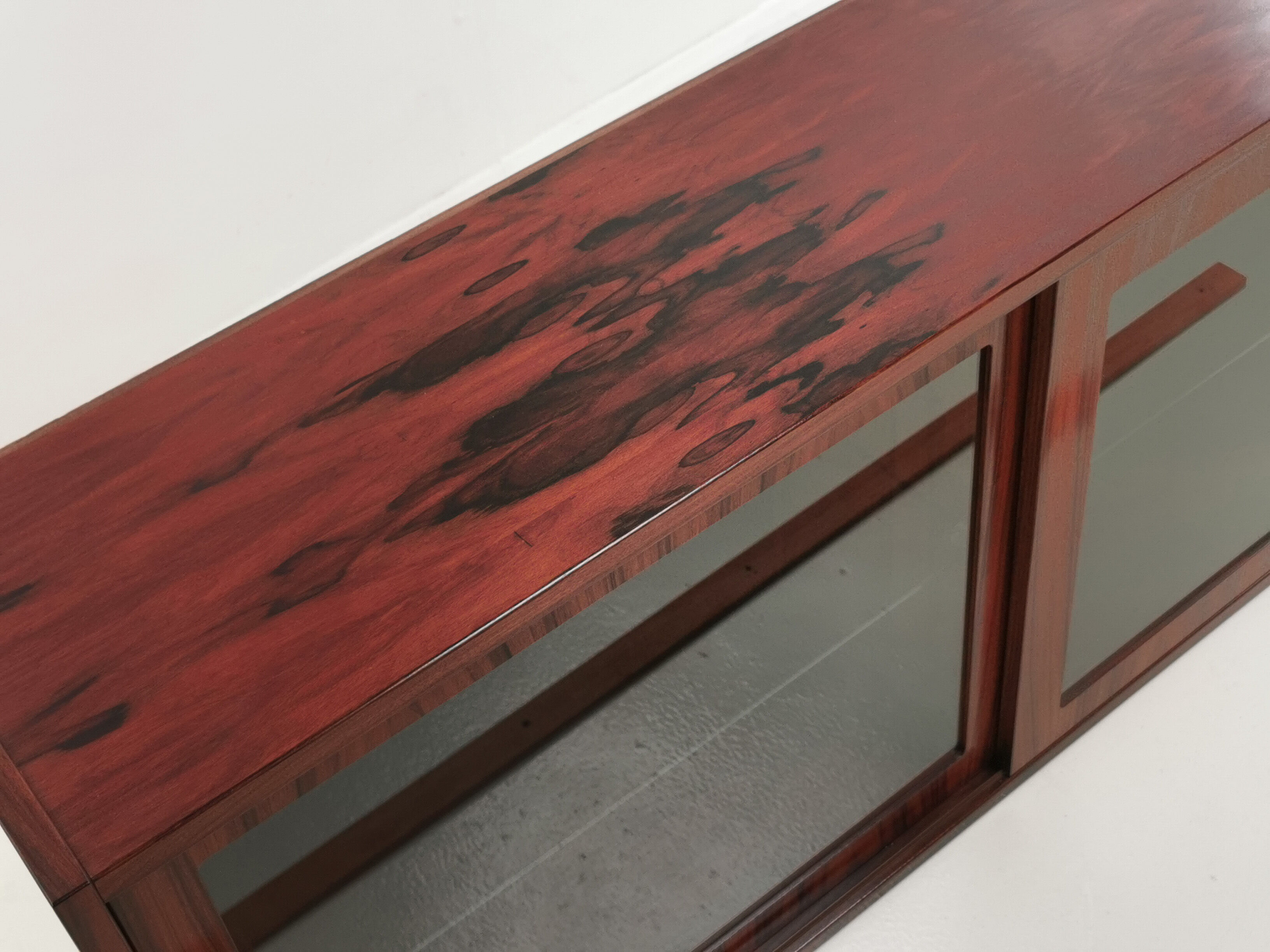 Danish Hundevad rosewood wall unit display cabinet 70s mid century vintage