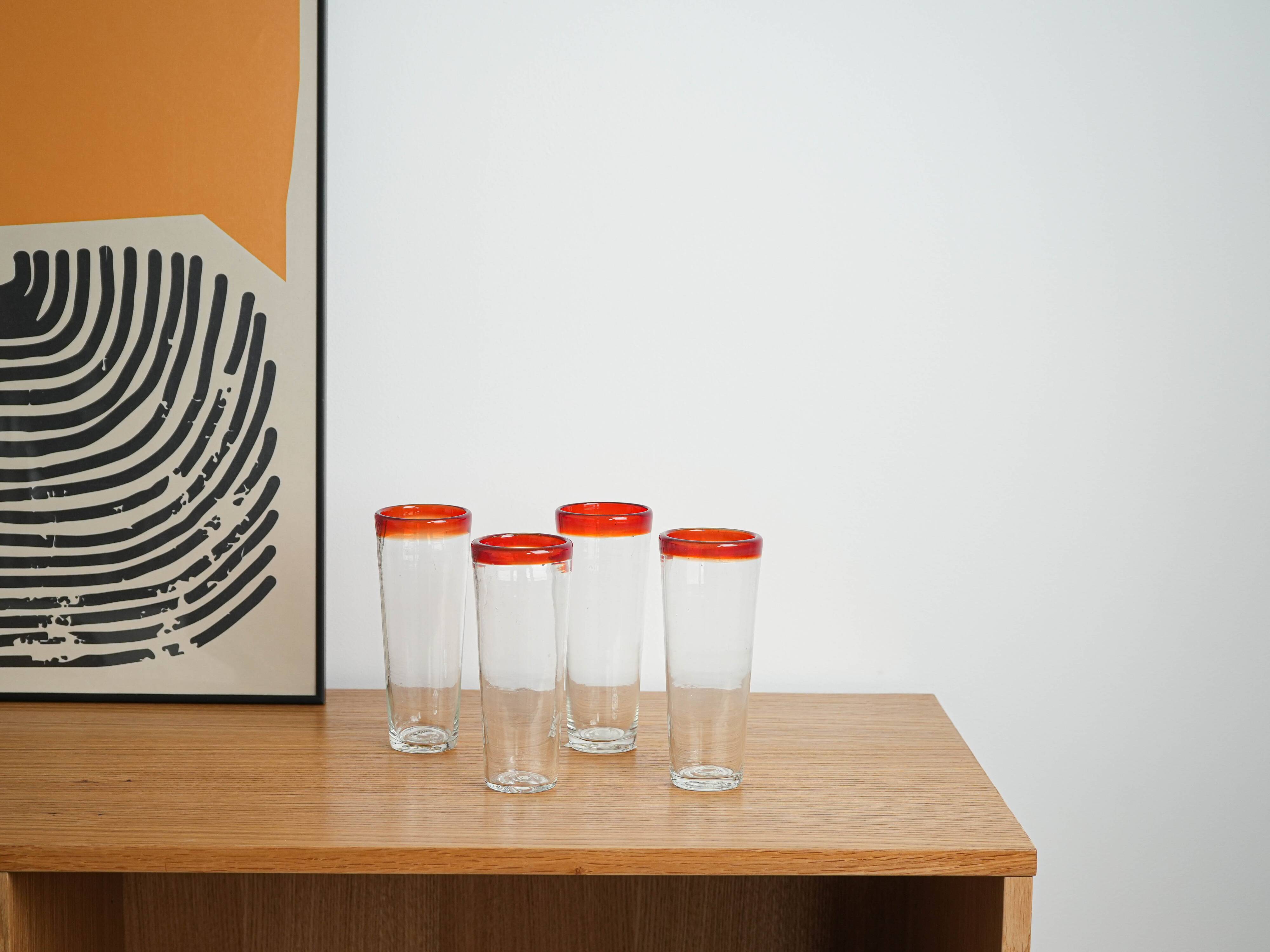 Set of four glasses, Italian design, 1970s, made in Italy