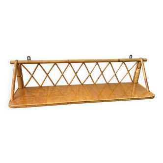1970s rattan wall shelf