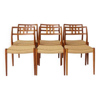 6 chaises danoises en teck par Niels Otto Møller Modèle 79, années 1960