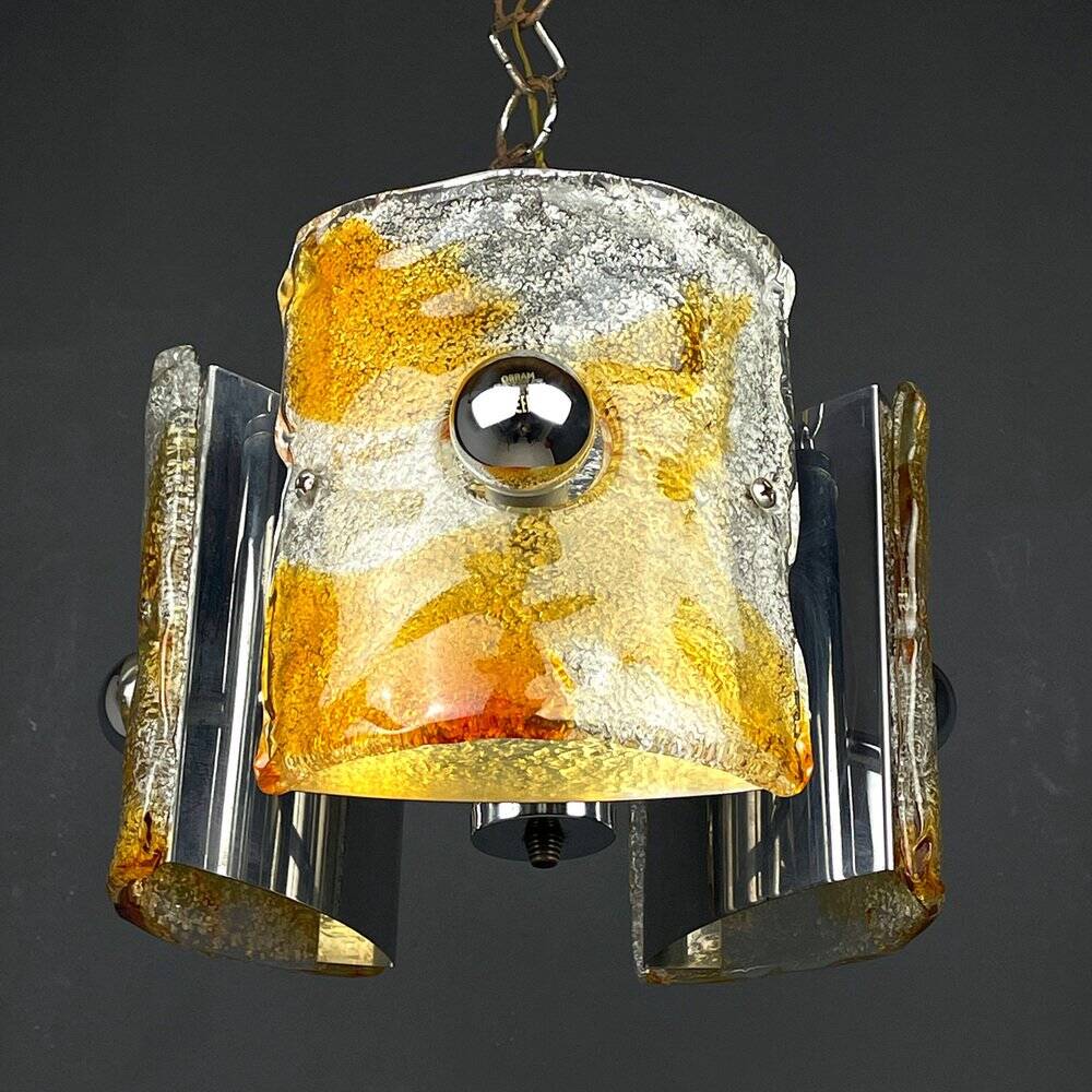 Murano glass chandelier ice mid-century by Av Mazzega, Italy, 1970s