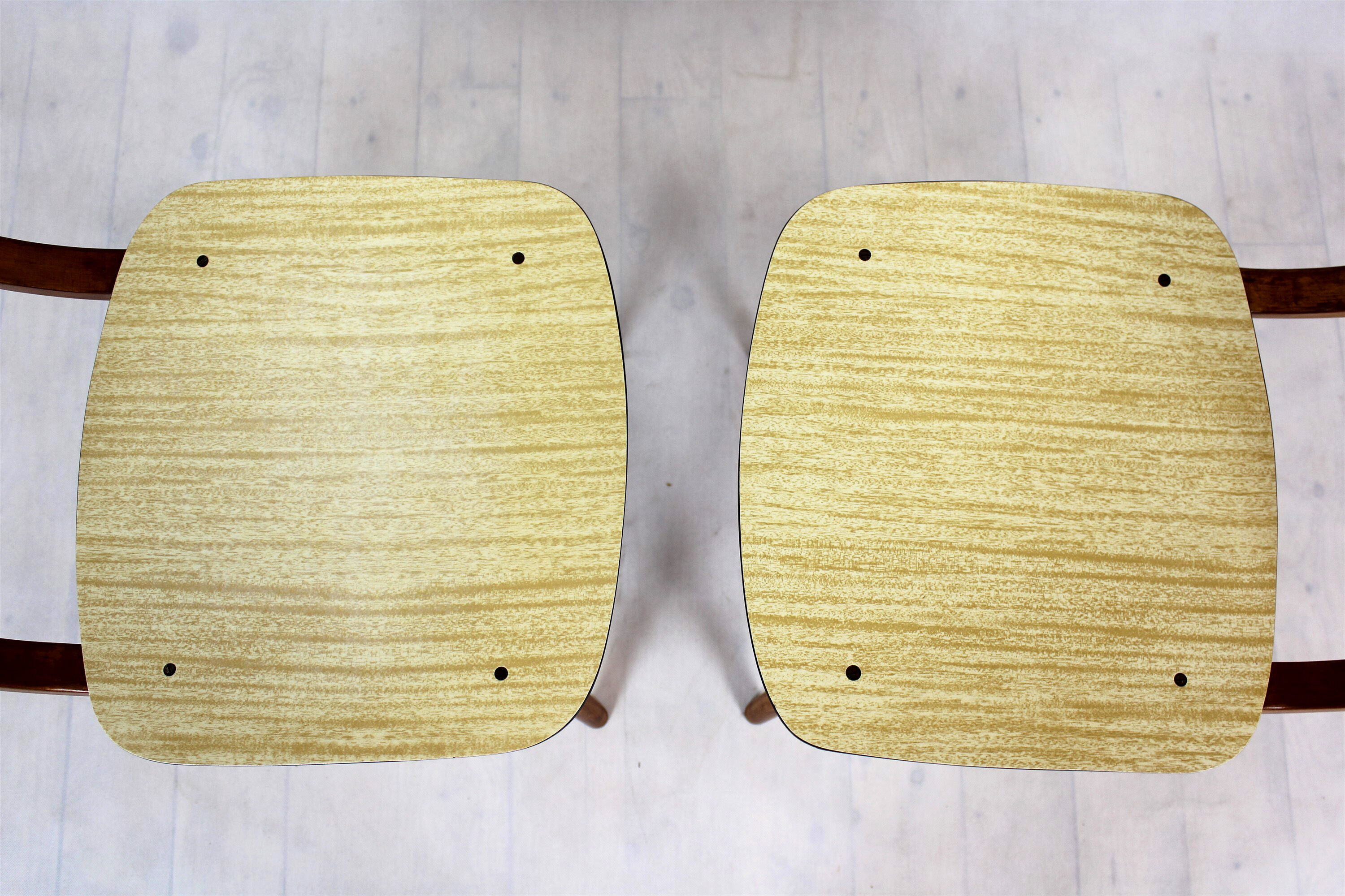Vintage Formica and Wood Chairs from TON, 1960s, Set of 2