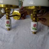 Pair of porcelain brass sconces