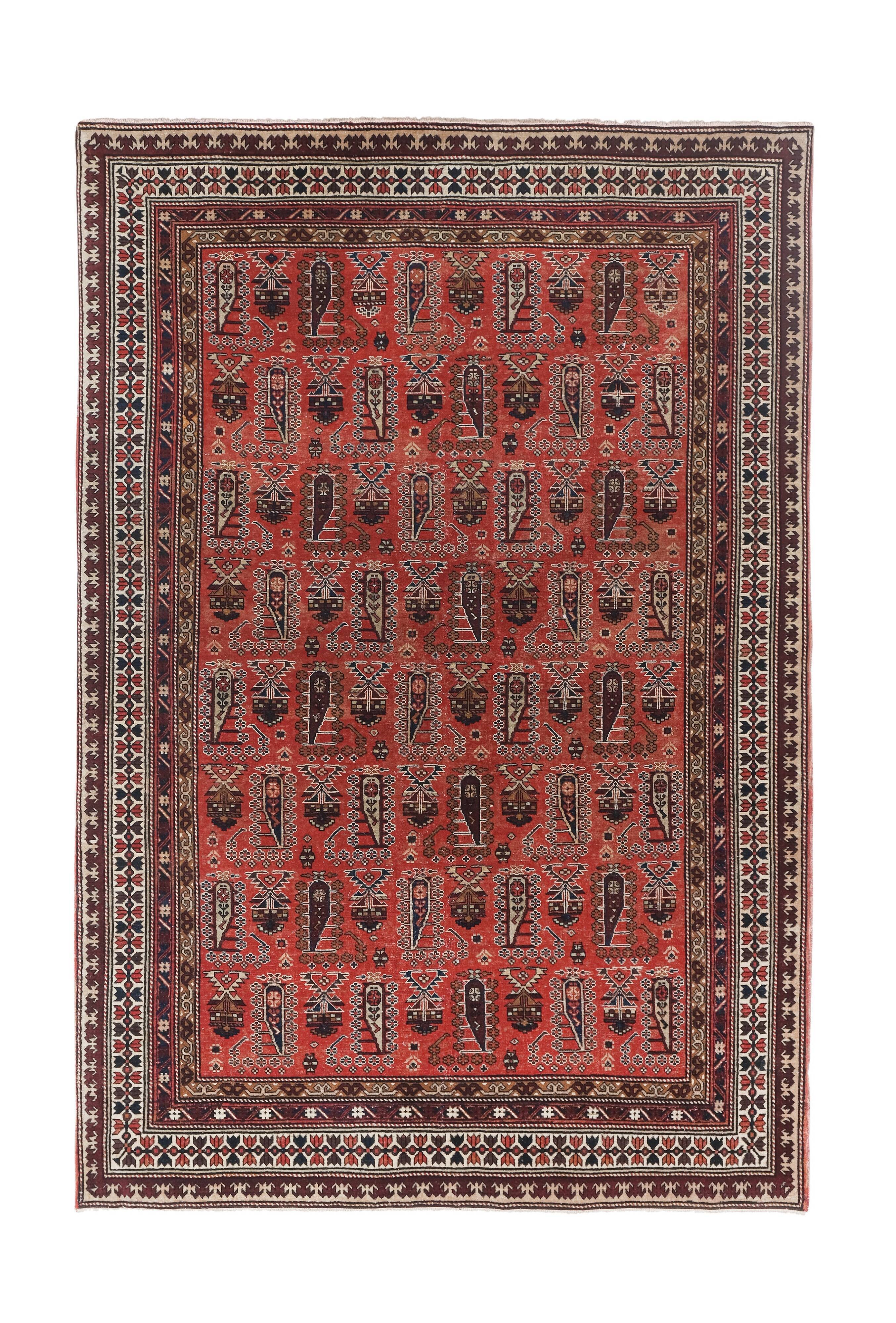Vintage Turkish rug from Oushak, hand-woven 140x206 cm