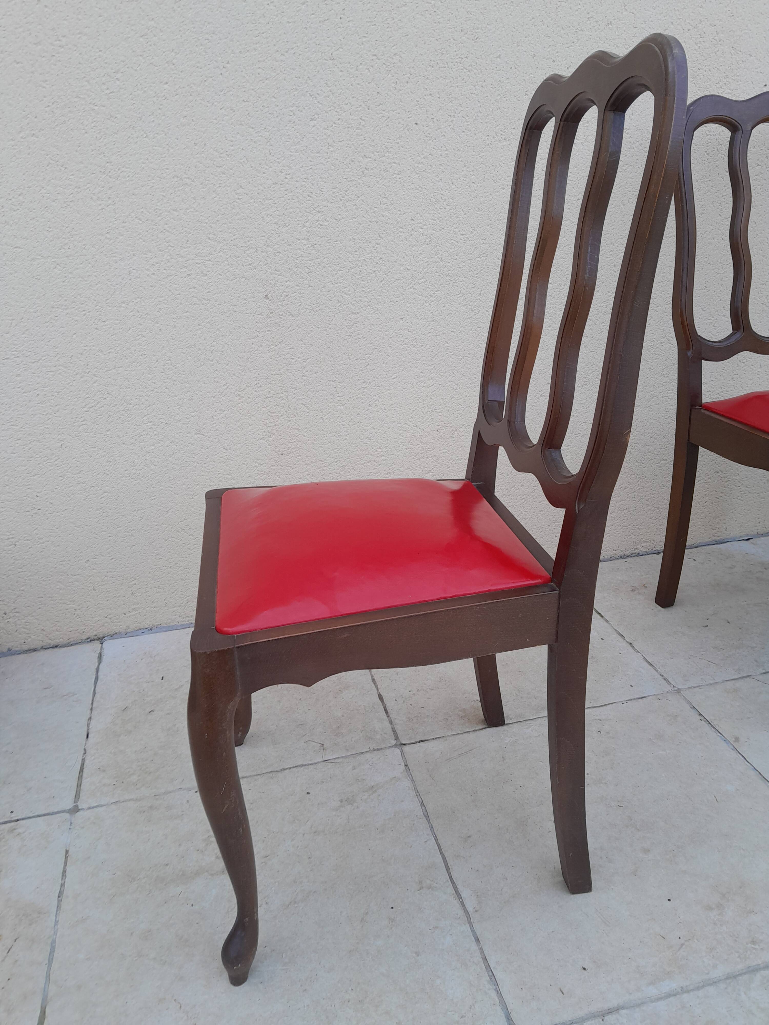 6 vintage art deco Louis VX leather wood chairs