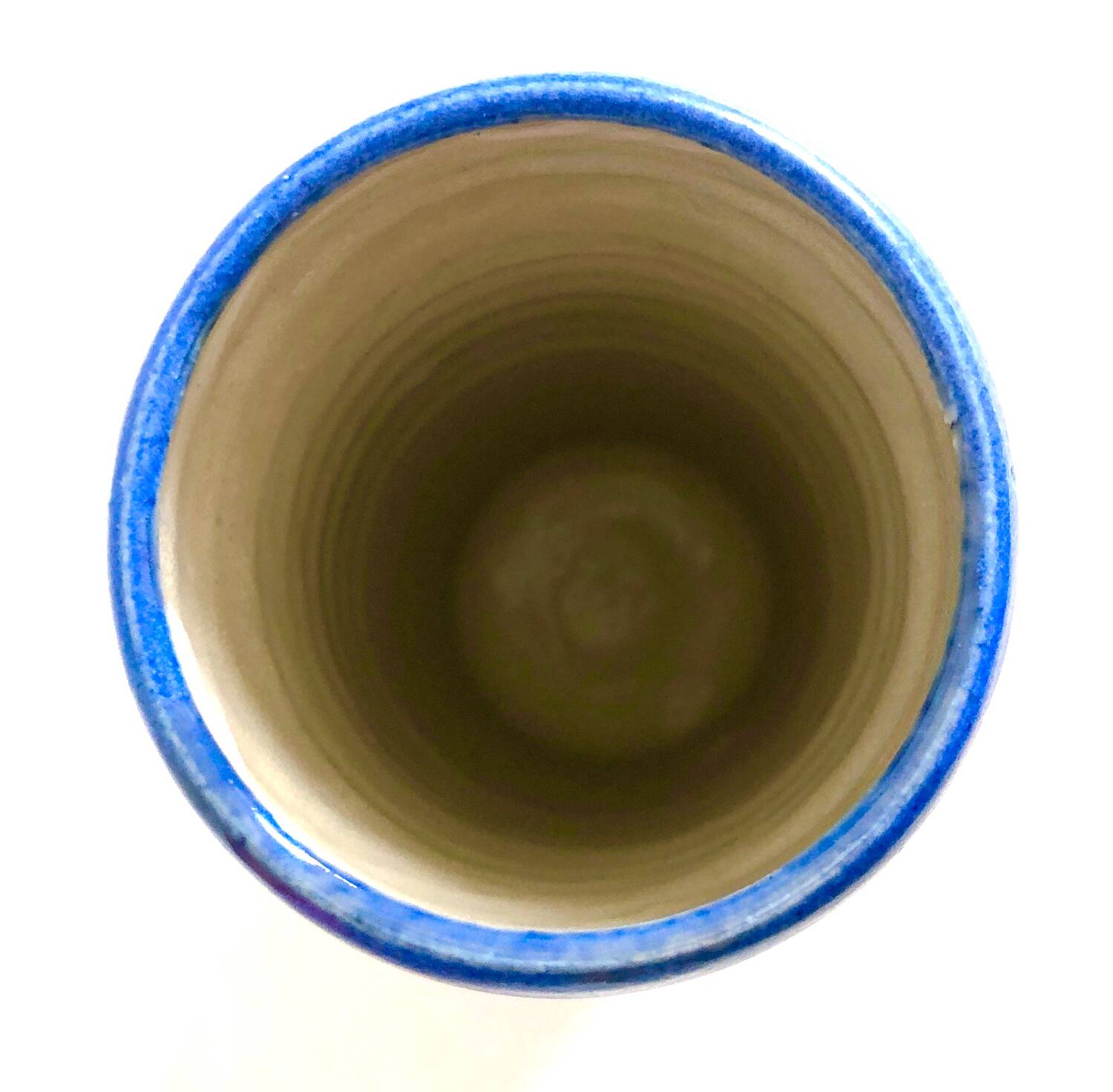 Blue ceramic cylinder vase