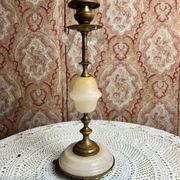 Beautiful candlestick in alabaster and gilded brass bronze