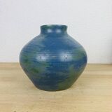 Vase boule céramique bleu