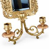 Pair of Napoleon III wall sconces in gilded bronze, with bevelled mirrors.