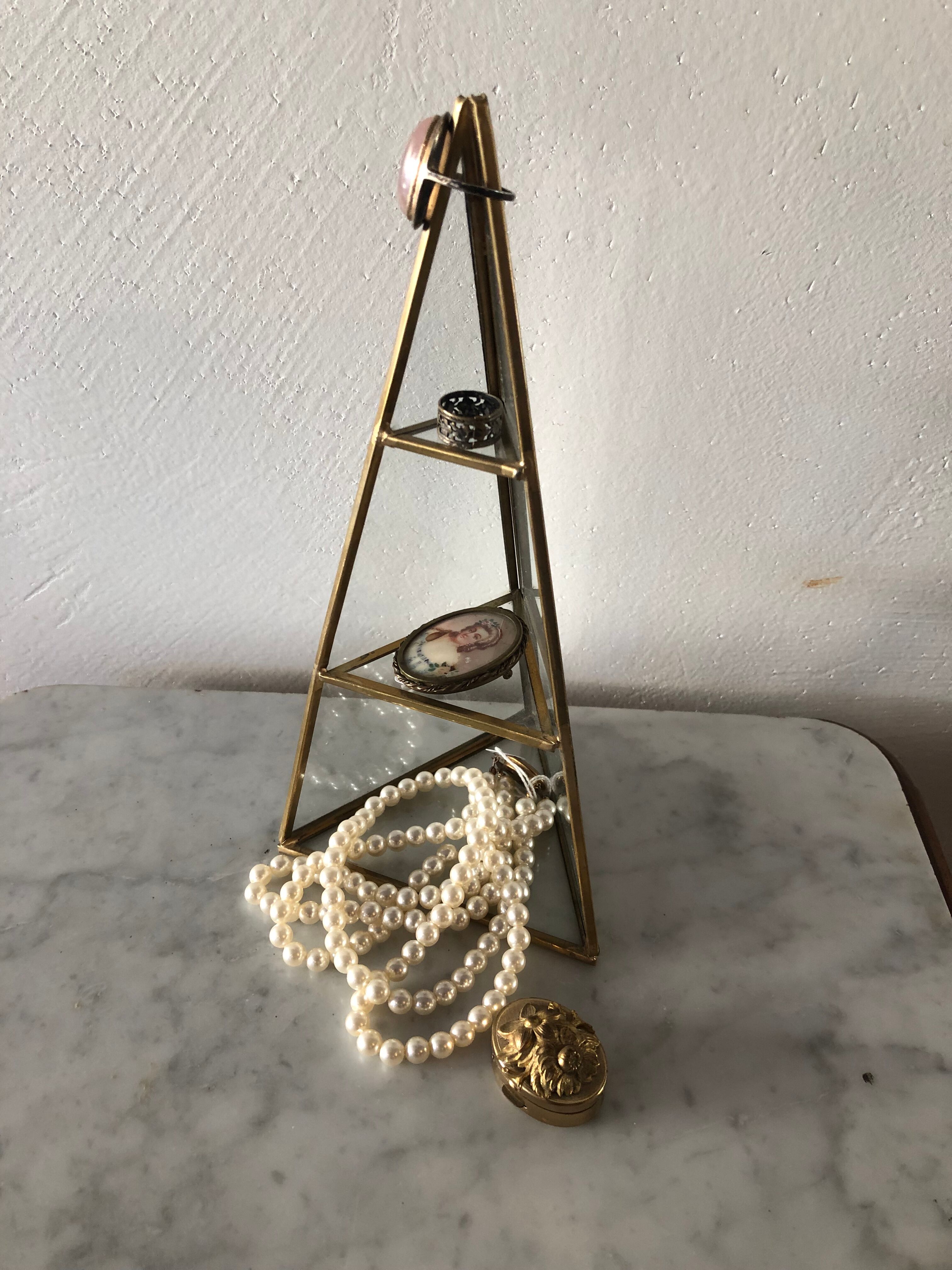 Vintage glass and brass showcase