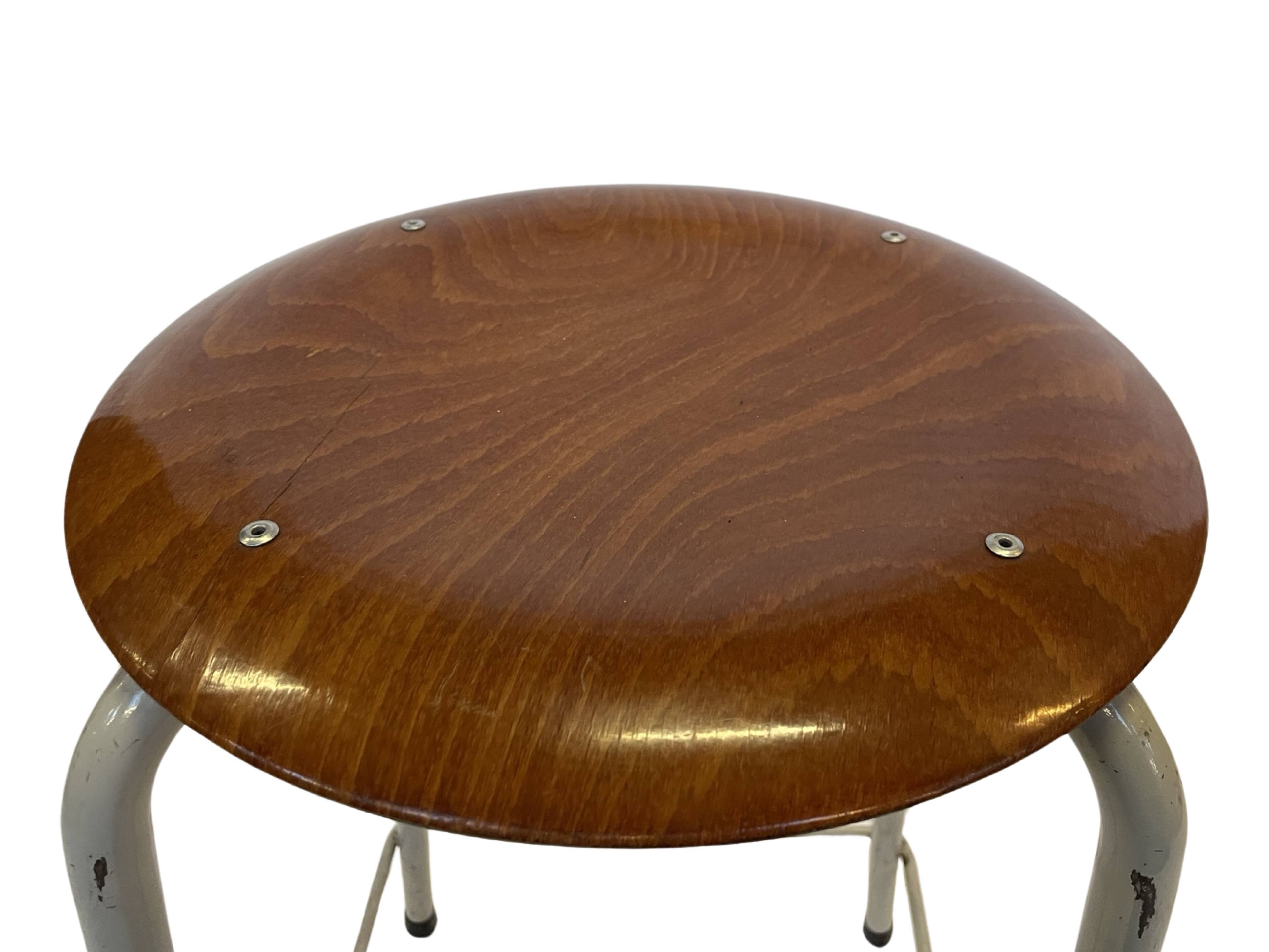Vintage school stool, 1970s industrial design, Dutch minimalist