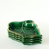 Leaf-shaped earthenware catchall, green and gold, 1970.