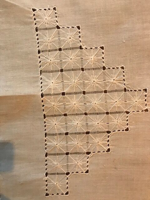 OLD TABLECLOTH WITH HAND EMBROIDERY--DAY SCALE WORKS IN V