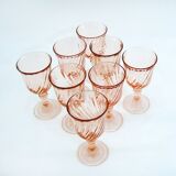 8 Rosaline Luminarc Arcoroc stemmed glasses - vintage 80s