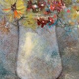 Old painting, still life with wild flowers signed Massard XX century