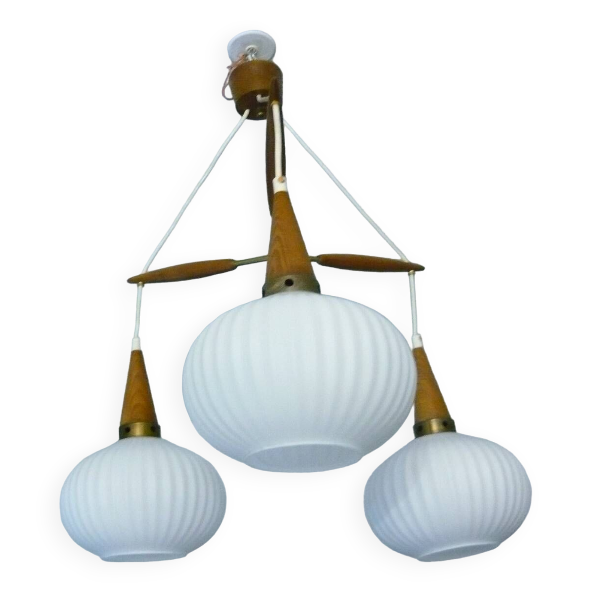 Teak pendant lamp by Louis Kalff 1950s