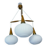 Teak pendant lamp by Louis Kalff 1950s