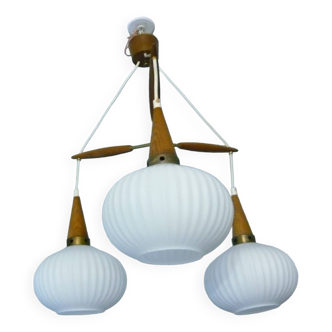 Teak pendant lamp by Louis Kalff 1950s