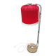 Mid-Century chrome-plated floor lamp with red shade, 1960s design, height 149 cm.
