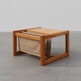 Pine and linen coffee table with magazine rack by Karin Möbring, Sweden