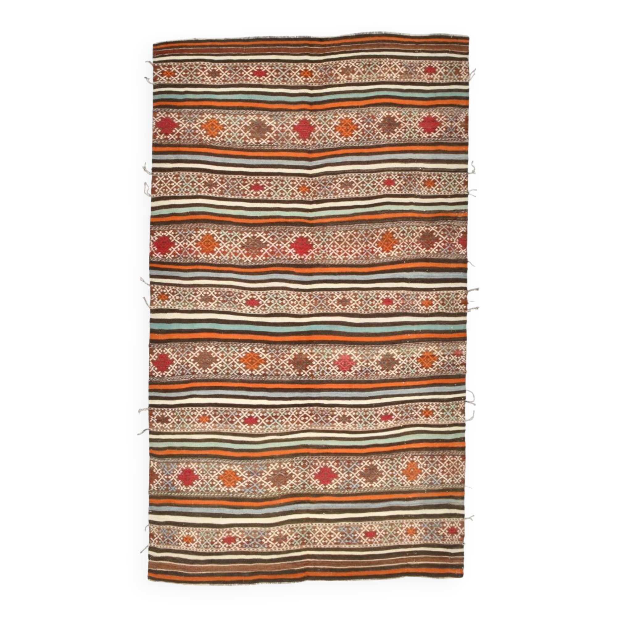 5x8 Anatolian Striped Vintage Kilim Rug, 146x252Cm