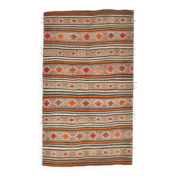 Tapis Kilim vintage à rayures anatoliennes 5x8, 146x252 cm