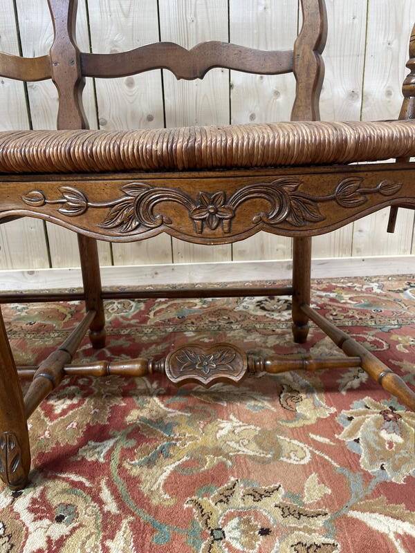 Banquette radassier paillée de style Louis XV provençal