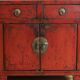 Buffet in ancient Chinese elm, lacquered red.