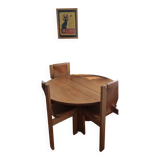 Extendable table and 4 leather chairs