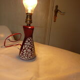 Red ceramic lamp foot with cracked effect
