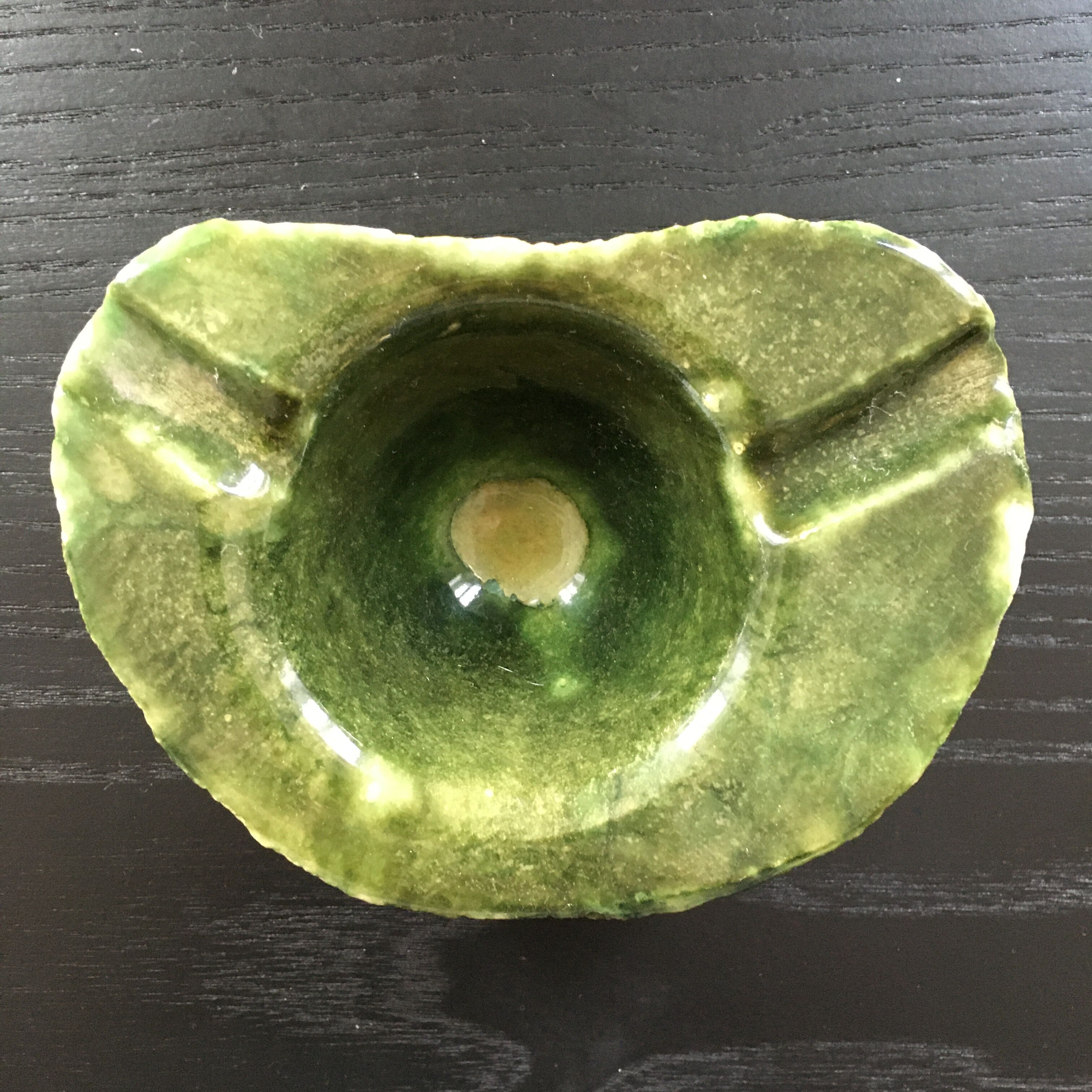 Moss green marble ashtray