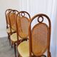 Set of 4 Vintage Bentwood Dining Chairs: Cane Back, Leather Seat, Thonet St