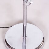 Lampadaire chromé restauré, acier, verre de lait, hauteur réglable, tchèque, années 1930