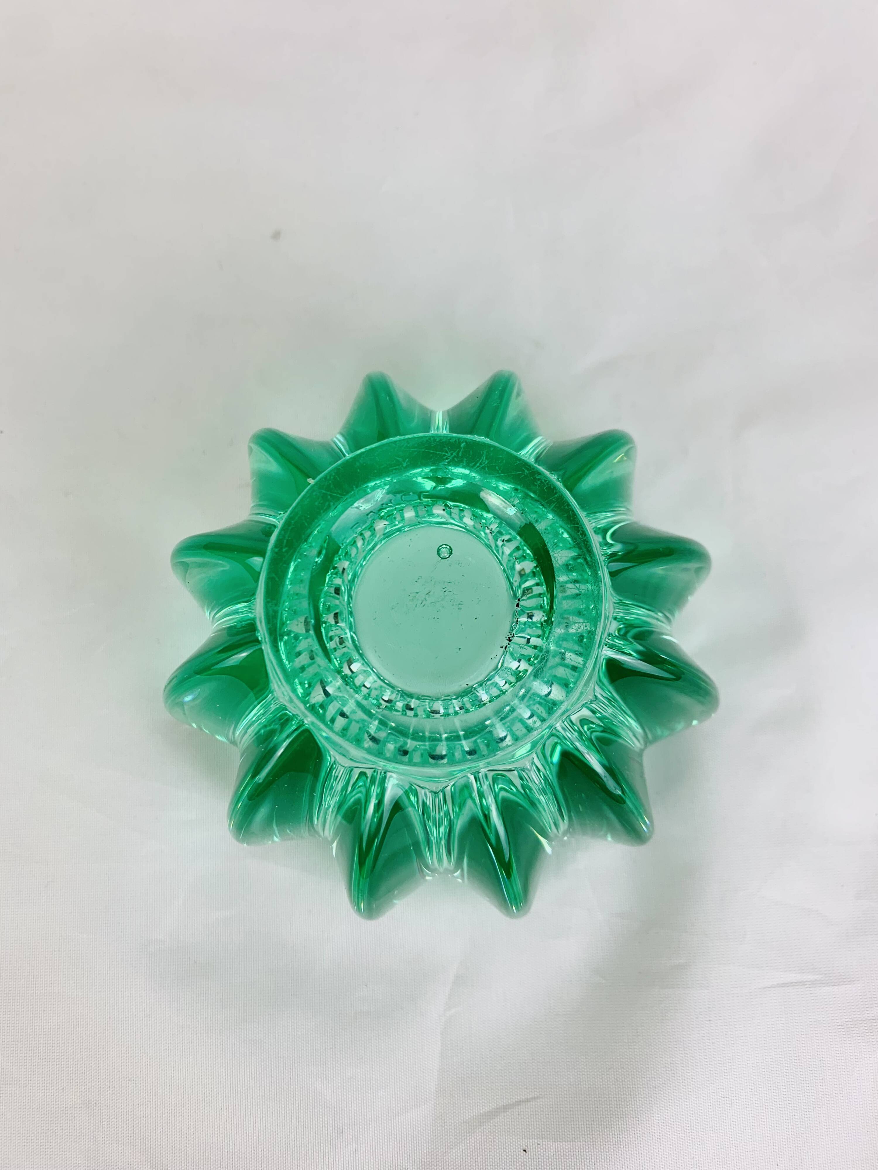 Green glass vase by Pierre D'Avesn, art deco pocket tray