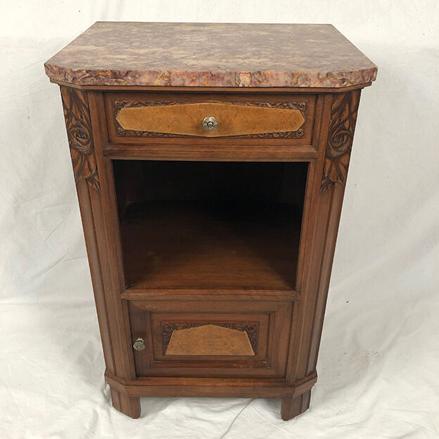 Bedside furniture wood and marble art deco period