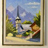 1950's Original Swedish Mid-Century Oil On Canvas Painting" "Alpnach " by Hugo Langkilde Larsen --Vi